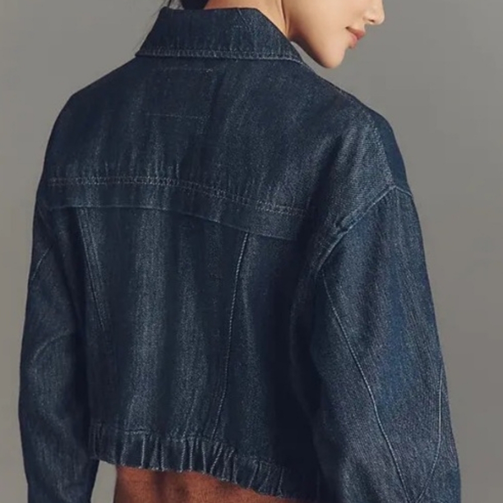 PILCRO $128 Dark Blue Denim Jean Jacket with Zip Pockets NWT New Never Used FALL - Picture 5 of 5